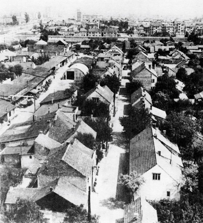 Trnje. Pogled na dio starog Trnja 1964. godine